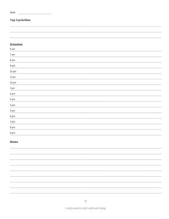 A daily planner page
