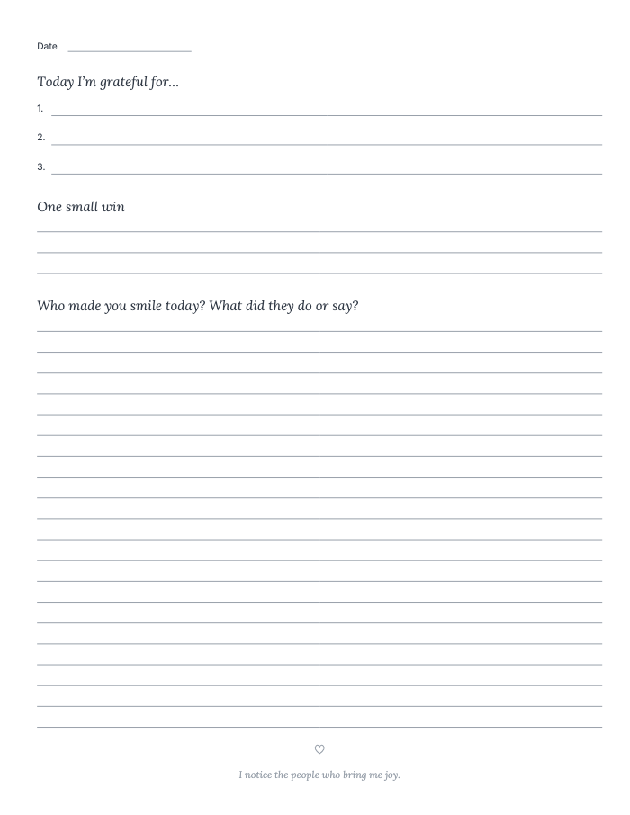Daily page from My Happy Thoughts Journal