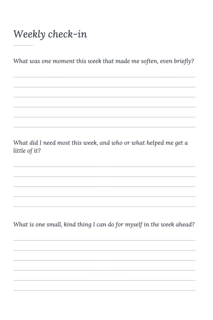 Weekly check-in from Gratitude for New Moms