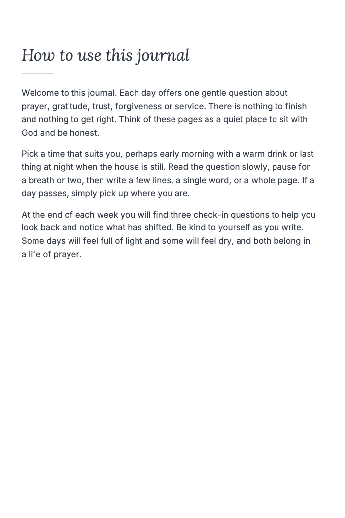 How to use this journal from Pray, Reflect, Give Thanks