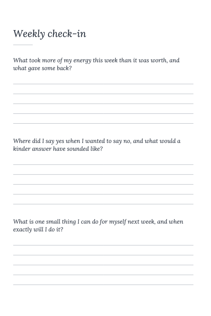 Weekly check-in from Making Room for Me