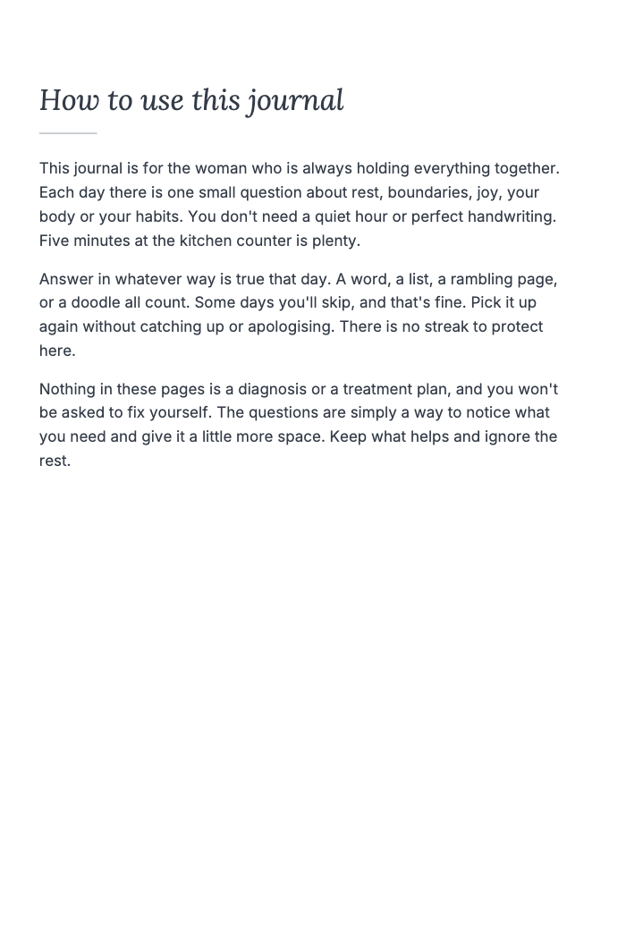 How to use this journal from Making Room for Me