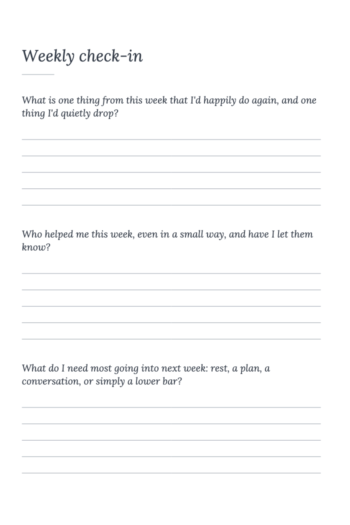 Weekly check-in from Lessons I’m Learning